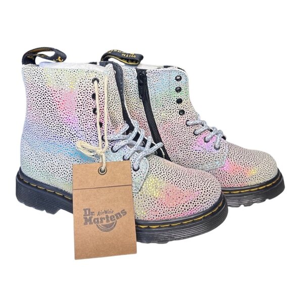 Dr. Martens Toddler 1460 Pascal Iridescent Lace-Up Boots Rainbow Kidray T 12 - Picture 2 of 16
